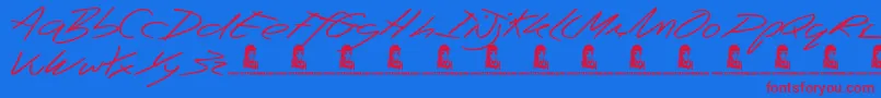 BeepBeep Font – Red Fonts on Blue Background