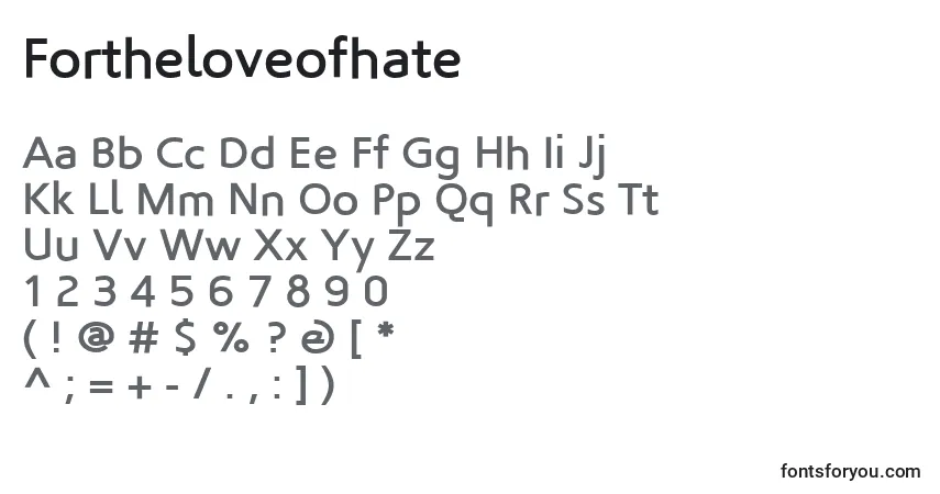 Schriftart Fortheloveofhate – Alphabet, Zahlen, spezielle Symbole