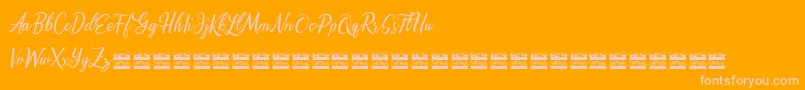 Alishaderdemo-Schriftart – Rosa Schriften auf orangefarbenem Hintergrund