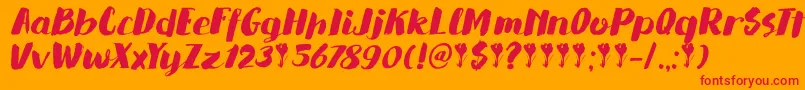 DkSaffronWalden-Schriftart – Rote Schriften auf orangefarbenem Hintergrund