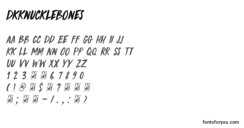 Schriftart DkKnucklebones – Alphabet, Zahlen, spezielle Symbole