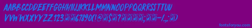 DkKnucklebones Font – Blue Fonts on Purple Background