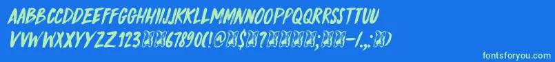 DkKnucklebones Font – Green Fonts on Blue Background