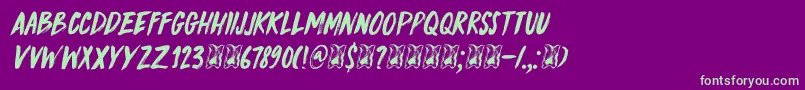 DkKnucklebones Font – Green Fonts on Purple Background