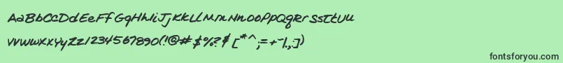 フォントKimsHandwriting – 緑の背景に黒い文字