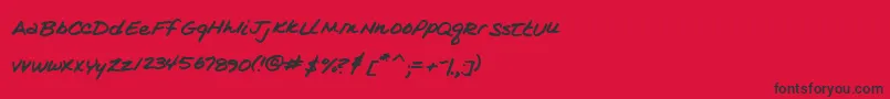 フォントKimsHandwriting – 赤い背景に黒い文字