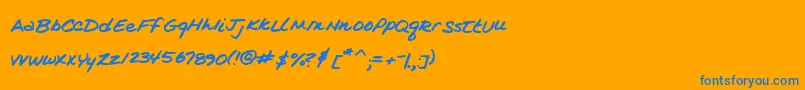 フォントKimsHandwriting – オレンジの背景に青い文字