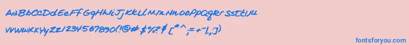 フォントKimsHandwriting – ピンクの背景に青い文字