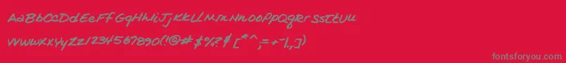 KimsHandwriting Font – Gray Fonts on Red Background