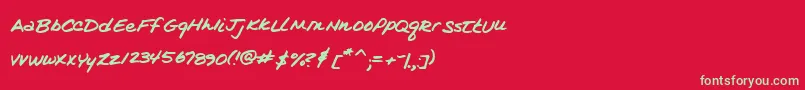 フォントKimsHandwriting – 赤い背景に緑の文字