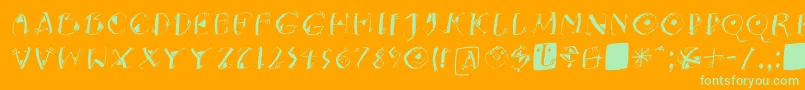 フォントKNeptunsItalic – オレンジの背景に緑のフォント