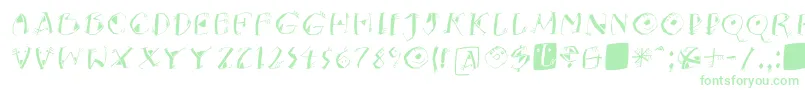 フォントKNeptunsItalic – 白い背景に緑のフォント