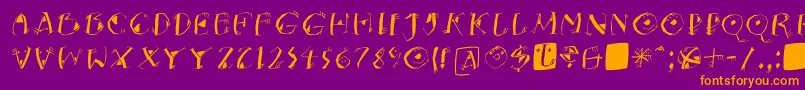 フォントKNeptunsItalic – 紫色の背景にオレンジのフォント