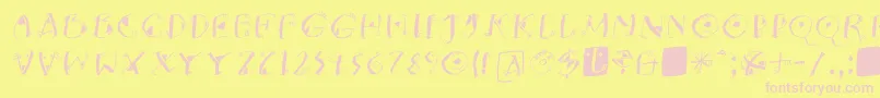 KNeptunsItalic-fontti – vaaleanpunaiset fontit keltaisella taustalla