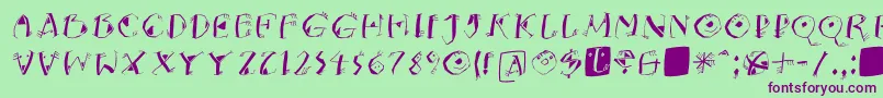 フォントKNeptunsItalic – 緑の背景に紫のフォント