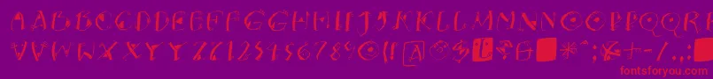 KNeptunsItalic-fontti – punaiset fontit violetilla taustalla