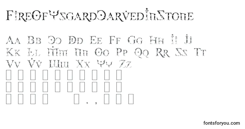A fonte FireOfYsgardCarvedInStone – alfabeto, números, caracteres especiais