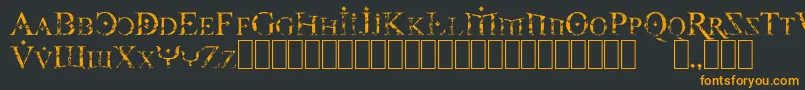 フォントFireOfYsgardCarvedInStone – 黒い背景にオレンジの文字