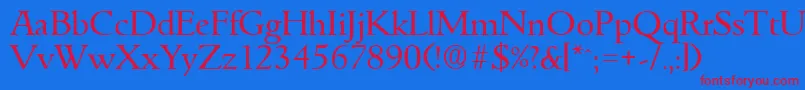 GouditaSerialRegularDb Font – Red Fonts on Blue Background