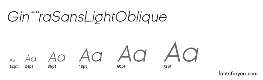 GinРІraSansLightOblique Font Sizes