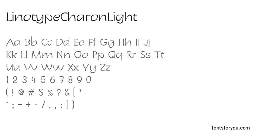 Schriftart LinotypeCharonLight – Alphabet, Zahlen, spezielle Symbole