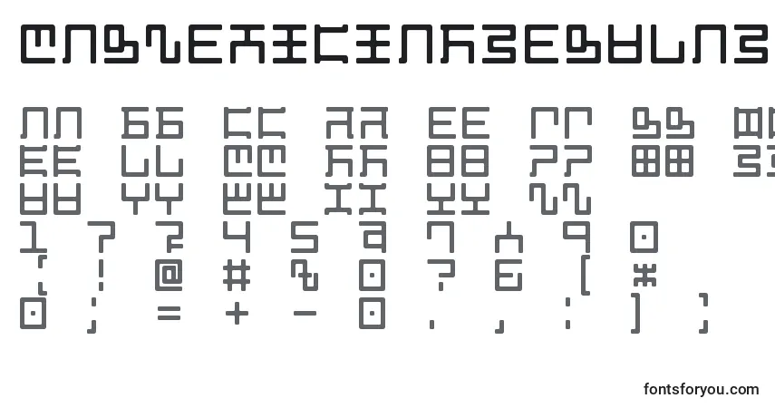 Schriftart MagzeticianRegular – Alphabet, Zahlen, spezielle Symbole