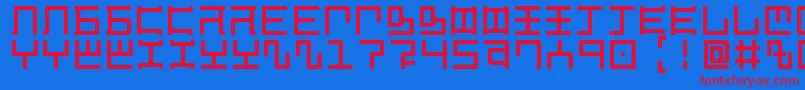 MagzeticianRegular Font – Red Fonts on Blue Background