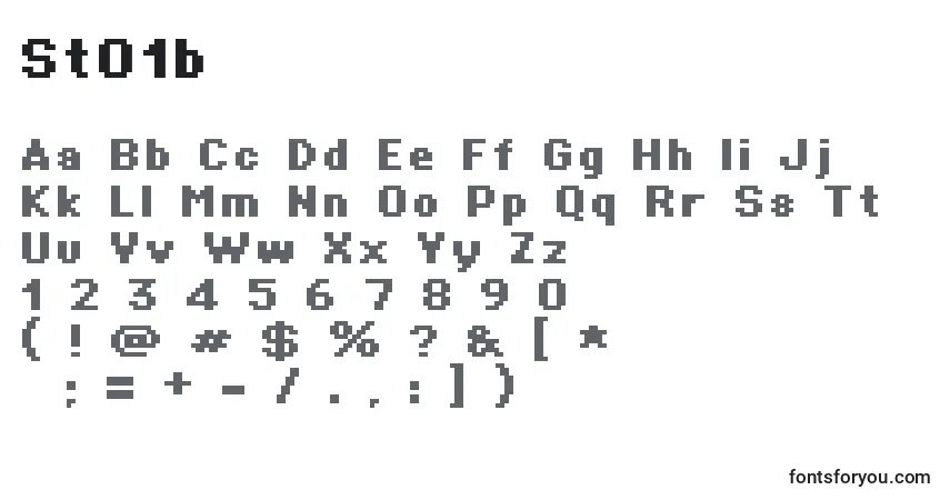 A fonte St01b – alfabeto, números, caracteres especiais
