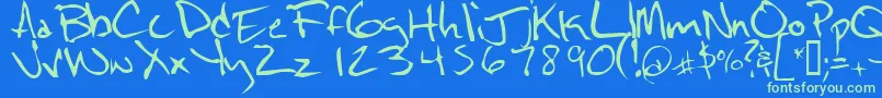 Notescrawl Font – Green Fonts on Blue Background