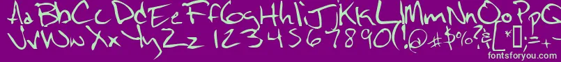 Notescrawl Font – Green Fonts on Purple Background