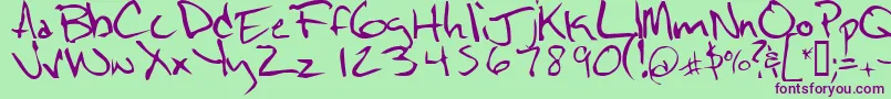 Notescrawl Font – Purple Fonts on Green Background