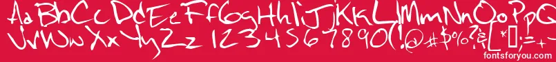 Notescrawl-Schriftart – Weiße Schriften auf rotem Hintergrund