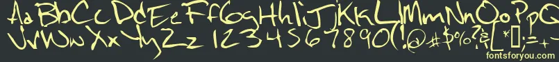 Notescrawl-Schriftart – Gelbe Schriften auf schwarzem Hintergrund
