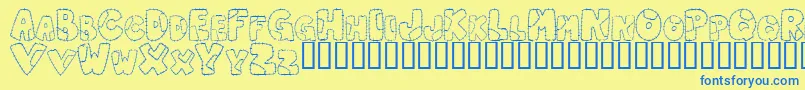 PatchworkLetter Font – Blue Fonts on Yellow Background