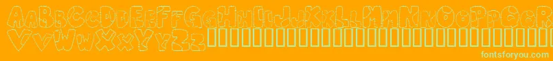 PatchworkLetter-Schriftart – Grüne Schriften auf orangefarbenem Hintergrund