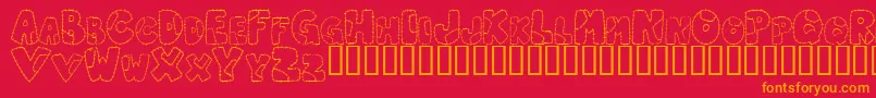PatchworkLetter-fontti – oranssit fontit punaisella taustalla