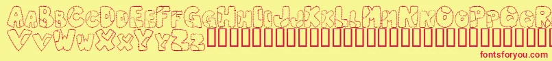 PatchworkLetter Font – Red Fonts on Yellow Background