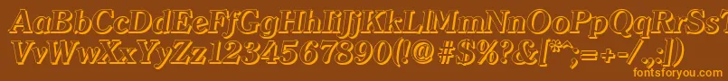 ClearfaceshadowBolditalic-Schriftart – Orangefarbene Schriften auf braunem Hintergrund