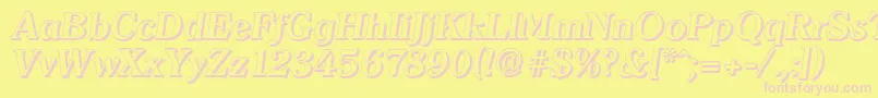 ClearfaceshadowBolditalic-fontti – vaaleanpunaiset fontit keltaisella taustalla