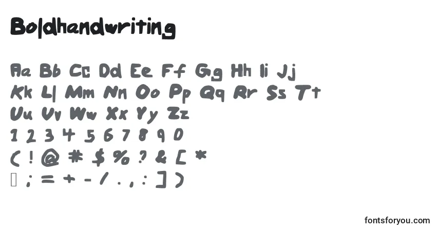 Schriftart Boldhandwriting – Alphabet, Zahlen, spezielle Symbole