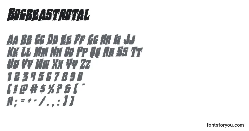 Schriftart Bogbeastrotal – Alphabet, Zahlen, spezielle Symbole
