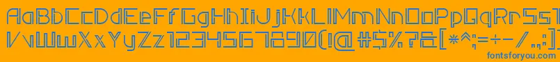 DoubleLine7-Schriftart – Blaue Schriften auf orangefarbenem Hintergrund