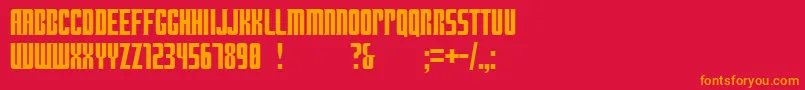 フォントDoctorwhat – 赤い背景にオレンジの文字