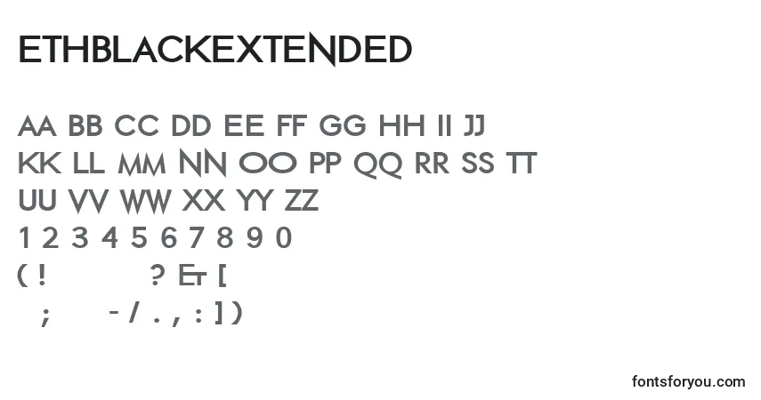 A fonte Ethblackextended – alfabeto, números, caracteres especiais