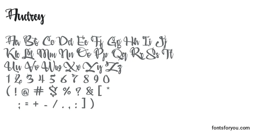 Schriftart Audrey – Alphabet, Zahlen, spezielle Symbole