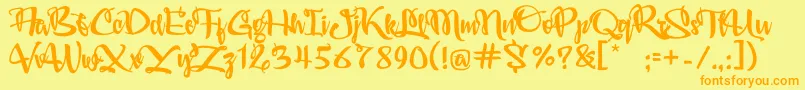 Audrey Font – Orange Fonts on Yellow Background