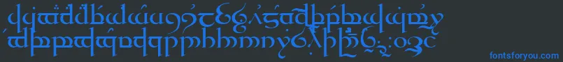 TengwarQuenya-Schriftart – Blaue Schriften auf schwarzem Hintergrund