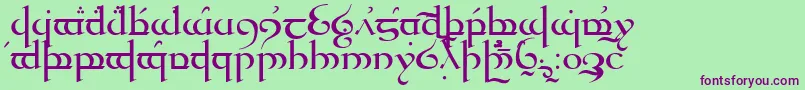 TengwarQuenya-Schriftart – Violette Schriften auf grünem Hintergrund