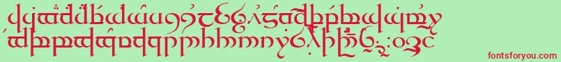 フォントTengwarQuenya – 赤い文字の緑の背景