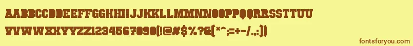 Fonte PunchlineFilled – fontes marrons em um fundo amarelo
